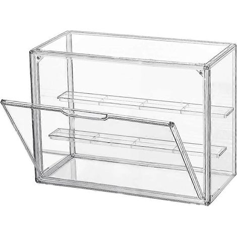 Vitrine en acrylique transparent à 3 niveaux, étagère de présentation empilable avec porte magnétique pour figurines. (1/5)