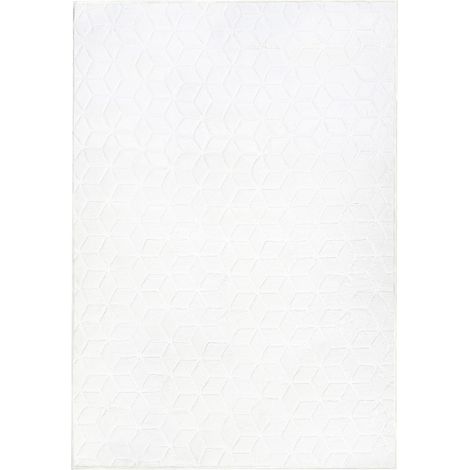 Tapis Blanc en Polyester 160 x 230 cm Moelleux Fausse Fourrure de Lapin Thatta
