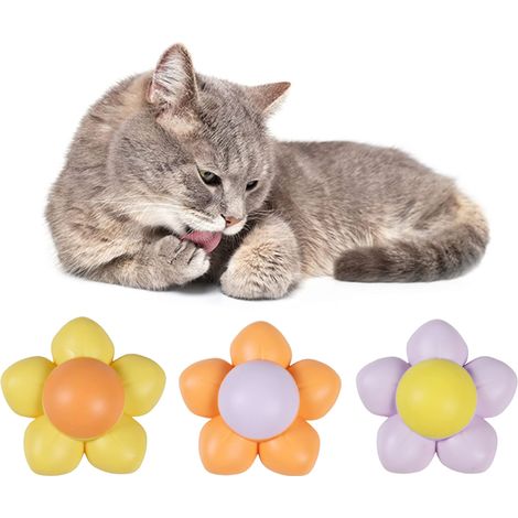 Jouet Murale Pour Chat - Boule Herbe À Chats Rotative 360 Degrés - Accessoire Sans Trace Pour Intérieur - Lot De 3 Pièces (1/5)