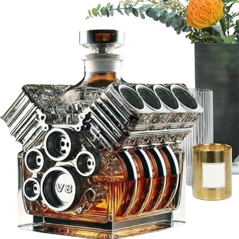 Distributeur de spiritueux, carafe à alcool en forme de moteur V8 Décoration pour vin, accessoires de bar pour tequila, bourbon, brandy, anniversaire, départ à la retraite