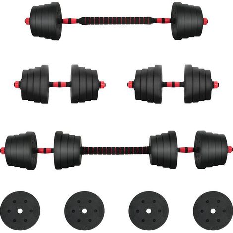 Ensemble d'haltères 2 en 1, 40 kg, ciment noir et rouge, sable de fer