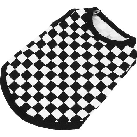 T-shirt sans manches pour animaux de compagnie, gilet pour animaux de compagnie, t-shirts en coton sans manches à motif mosaïque pour petits cochons d'Inde (motif à carreaux noirs et blancs, taille S) (1/5)