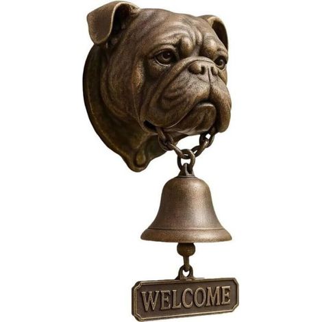Sonnette Bulldog unique - Design amusant et rustique pour les amoureux des chiens. Décoration parfaite pour la maison (1/3)