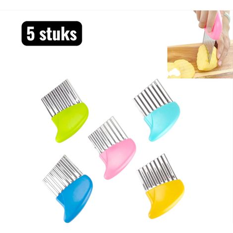 5 pièces - Coupe-frites - Éplucheurs à asperges - Coupe-pommes de terre en acier inoxydable - Coupe-frites ondulé - Ustensiles de cuisine pour pommes de terre frisées (1/5)