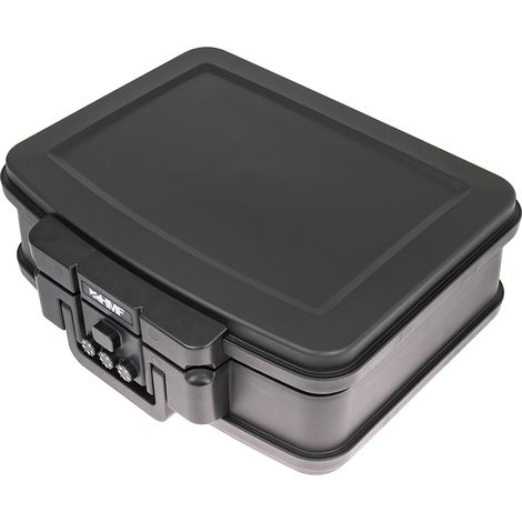 HMF 250437 Feuerfeste Wasserdichte Dokumentenbox mit Zahlenschloss, DIN A4, Schwarz