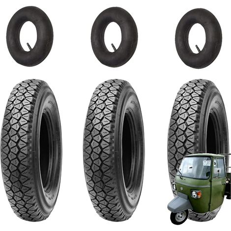 SET 3 PNEUMATICI 4.50-10C + CAMERE COPERTONI GOMME 76L 8PR PER APE PIAGGIO MP501 - MP601 OMOLOGATO E4 (1/4)