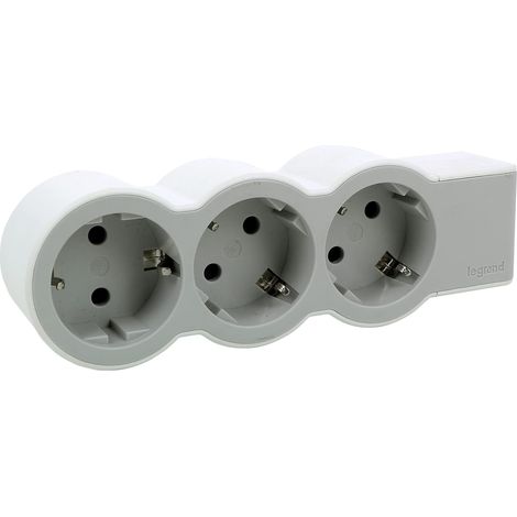 Multiprise Plate 3 Prises sans câble Ultra Blanc/Gris 694573 (1/4)