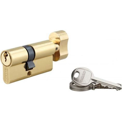 Cylindre de serrure à bouton SA 35Bx25mm – Panneton anti-arrachement – 3 clés en acier nickelé – Mécanisme à 5 goupilles (1/3)