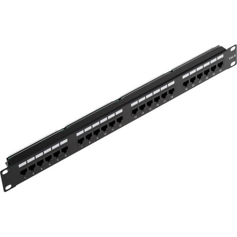 RackMatic - Panneau de brassage 24 RJ45 Cat.6 UTP 1U noir (1/5)