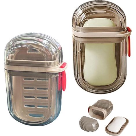 Portasapone da viaggio in 2 pezzi, portasapone a prova di perdite con coperchio, scatola portasapone portatile con vassoio facile da svuotare, chiusura versatile. Da (1/5)