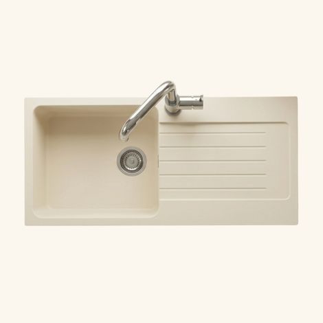 Évier granit beige Luisina DOLCE 1 grand bac 1 égouttoir (1/4)