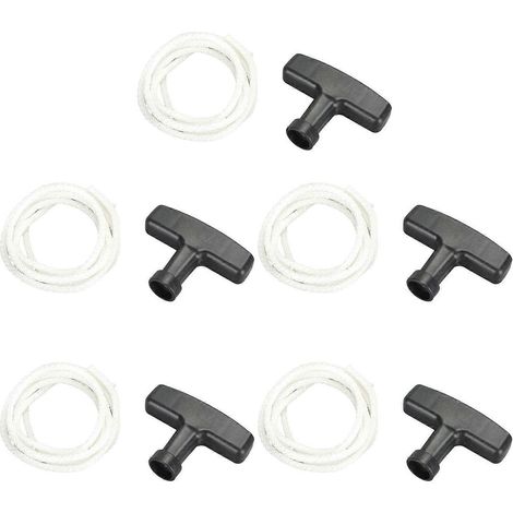 Une corde de démarrage pour tondeuse à gazon, 125 cm, poignée blanche, lanceur à tirette avec poignées noires pour tondeuses à gazon à essence