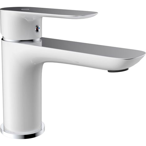 Grifo de lavabo con mezclador monomando  Cassio Blanco/Cromo caño (1/2)