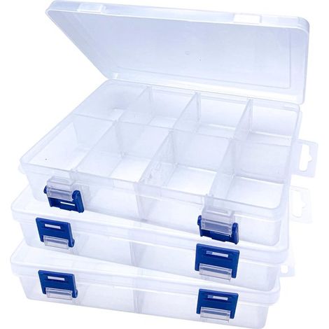 Scatole portaoggetti trasparenti e divisibili - Set da 3 pezzi - Plastica - Organizer (1/2)