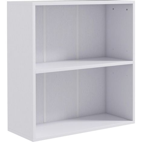 Bibliothèque étagère de rangement avec 2 compartiments et étagère réglable, 60 x 24 x 63 cm, blanc pour rangement de livres, documents et objets décoratifs (1/5)