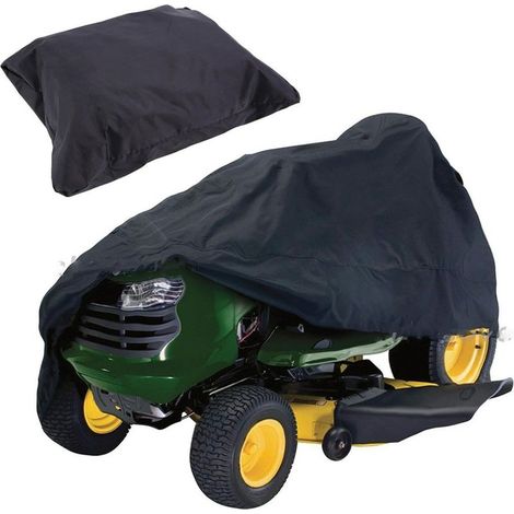 Housse de protection universelle pour tondeuse à gazon, tracteur à gazon, tondeuse autoportée en tissu Oxford 210D, imperméable, protection UV, jardin extérieur (noir, taille : L) (1/5)