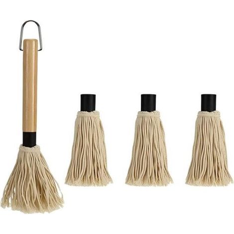 Kleiner Grillpinsel Grillbürste Marinierpinsel Professioneller Saucen und Marinadenpinsel für den Grill Mit Holzgriff und 3 zusätzlichen Geeignet (1/5)