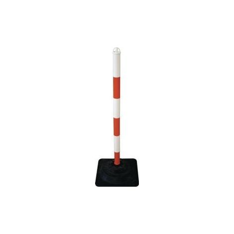 Poste de barrera PE/PVC rojo/blanco D.40mm para colocar cabezal de poste con 4 anclajes de cadena (1/3)