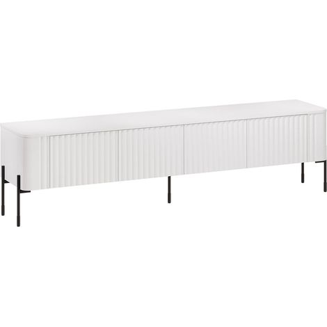 Brembana TV-Ständer, Wohnzimmer-Sideboard mit vier Flügeltüren, vom Boden abgehoben, 190x40 h50 cm, weiß (1/4)