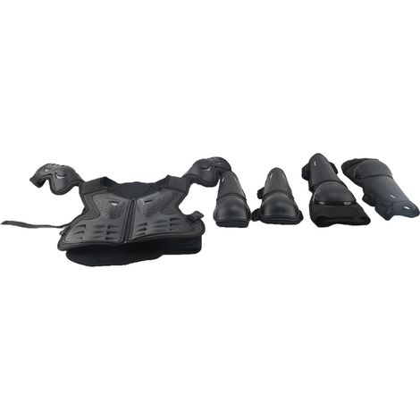 Protection complète moto enfant, plastron avec genouillères et coudières, VTT et cyclisme, noir, garons et filles (1/5)