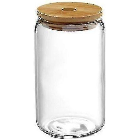 Tasse En Verre À Thé - 500 ml - Verre Borosilicate Résistant Aux Chocs Thermiques - Avec Couvercle En Bambou Et Paille - Pour Maison Et Bar