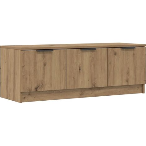 Meuble TV avec rangement contemporain salon 102 x 35 x 36 cm en bois d'ingénierie chêne artisanal (1/5)