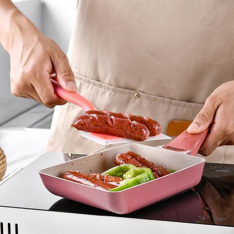Spatule à crêpes en silicone, souple, à fond plat, large, translucide, orange (1/5)