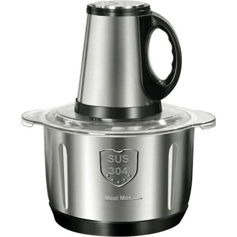 Hachoir électrique universel - Bol en acier inoxydable de 5 L, puissance de 1000 W, 4 lames, pour viande et légumes (1/5)