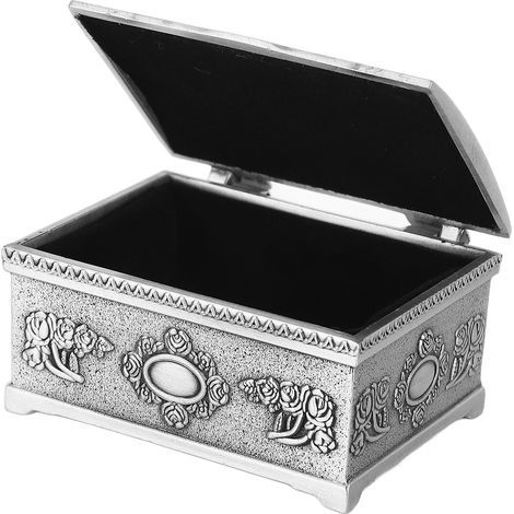 Vintage, handgeschnitzte Schmuckschatulle aus Metall, antiker Organizer für Ringe, Ohrringe und Halsketten (1/5)