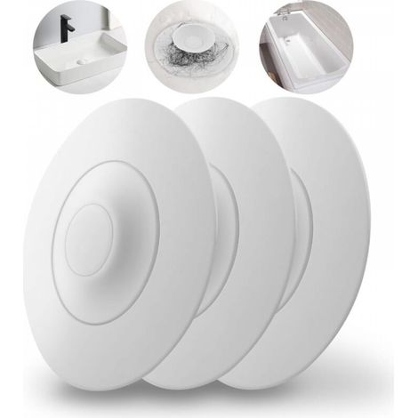 Universel Bouchon Filtre de Baignoire avec Fonction Tamis à Cheveux 3 pièces,Filtre de vidange Silicone pour évier de Cuisine,Blanc (1/5)