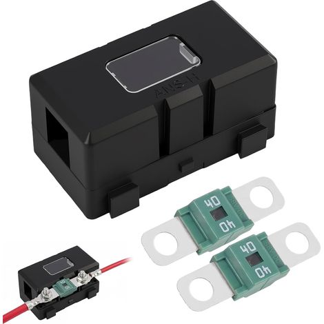 Porte-Fusible Universel avec 2 Fusibles Midi de 40A,Boulonnés à Courant Élevé pour Voitures,Camions,Véhicules de Construction,Machines Agricoles,Bus et Caravanes (1/5)