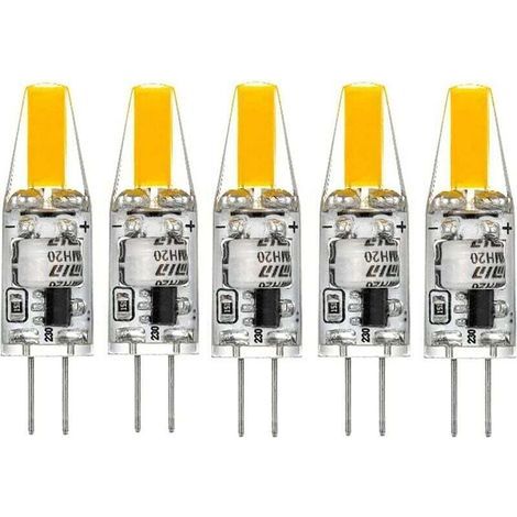 Ampoules LED G4 220 V 3 W 2700 K blanc chaud 160 lm. Ampoules en silicone remplaçant les ampoules halogènes classiques de 30 W. Lot de 5. (1/5)