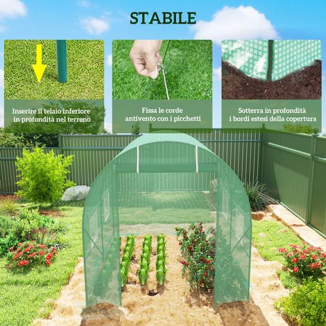 Serre de Jardin 2.5x2x2m Vert, Châssis en Acier avec 4 Fenêtres en PE (1/5)