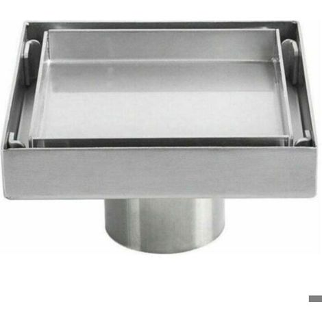 Siphon De Sol - Acier Inoxydable 304 - 10 x 10 cm - Drain Carré Anti-Odeur - Pour Salle De Bain Cuisine Garage Sous-Sol - 1 Pièce
