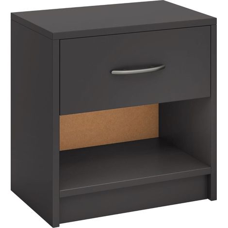 Comodino compatto 38,5 x 28 x 40,5 cm con cassetto e moderno ripiano aperto in legno ingegnerizzato grigio 200013940