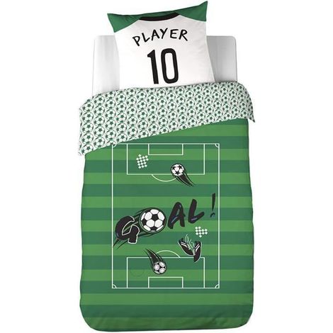 Parure de lit - CÔTÉ DÉCO - Football - Housse de couette 140x200 cm - Taie d'oreiller - Microfibre 100%