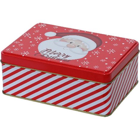 Kaemingk – Boîte de Noël Père Noël « Merry Chrismas » rouge et blanc, 14,5 x 10,5 cm, étain
