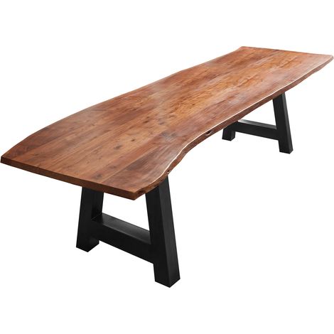 Esstisch Baumkante massiv Akazie nussbaum 35 mm 280 x 100 schwarz Adelaide (1/5)