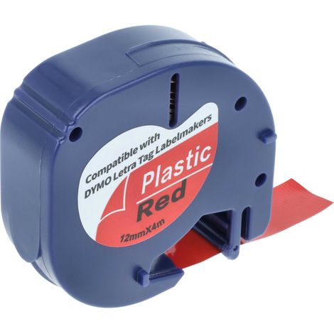 vhbw Label Tape Replacement for Dymo S0721630, 91203 for Label Printer 4m x 12 mm, Black on Red, plastic (1/4)