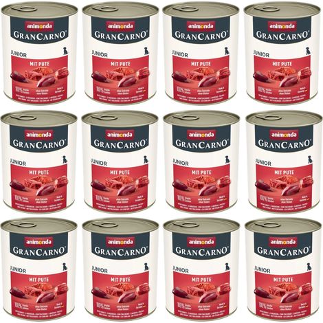 ANIMONDA Grancarno Junior à la dinde Nourriture humide pour chien en boîte 12x800g