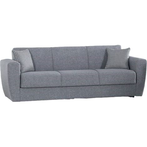 Dmora - Divano letto 3 posti Nox, Divano letto contenitore lineare, Sofà da soggiorno apertura click-clack, 223x84xh80 cm, Grigio