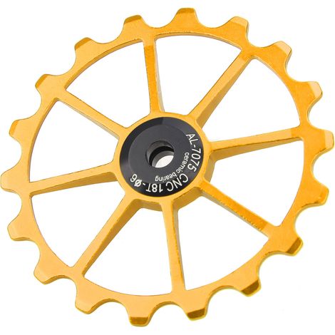 MEIJUN 18T Schaltwerksröllchen für Mountainbikes, Keramiklager, Aluminiumlegierung, goldfarben (1/5)