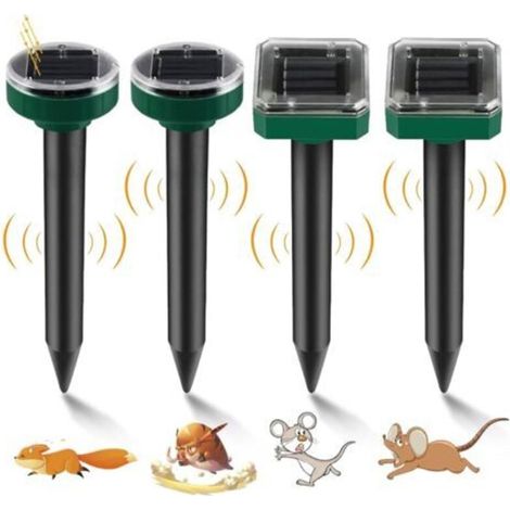4 pièces Répulsifs Anti Taupes: Repulsif Taupe Ultrason Solaire avec IP65 Imperméable, Piege a Taupe, Repulsif Souris Ultrason, Anti Taupe Ultrason Solaire pour Serpents campagnols Gop