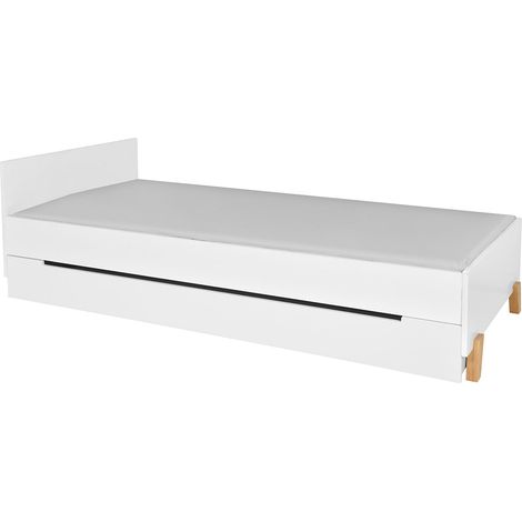 Lit 90x200 sommier et tiroir inclus Novelies Zara Blanc (1/4)