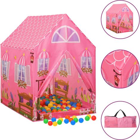 Tienda de juegos para niños con 250 bolas rosa 69x94x104 cm