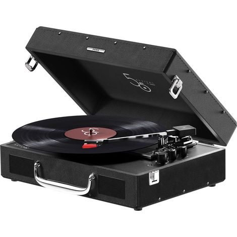 Plattenspieler - MIXX - Revival 55 - Eingebaute Stereo-Lautsprecher - 3 Geschwindigkeiten - Bluetooth - RCA-Ausgang - Schwarz