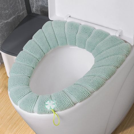 Couvre-Abattant De Toilette - Tricoté Élastique - Universel Pour Siège Ronde Et Rectangulaire - Lavable En Machine - Hiver Et Quatre Saisons - 1 Pièce (1/5)