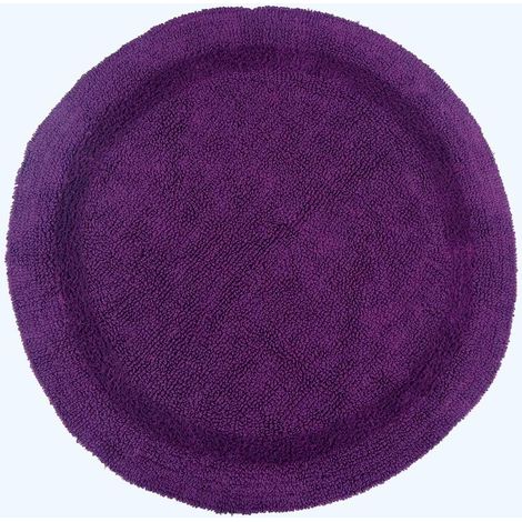 HOMESCAPES Luxury Reversible Round Bath Mat - Plum
