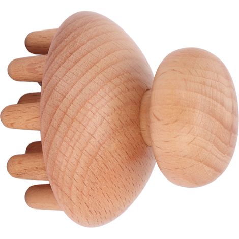 Brosse de massage en bois champignon, outil manuel portable pour la circulation, débloque les méridiens, idéal tête, taille, ventre, cuisses - lot de 1 (1/5)