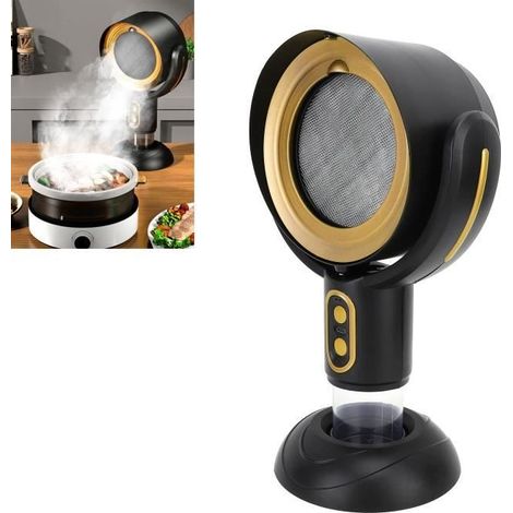 (Schwarz und Gold) Tragbare Dunstabzugshaube, 2-stufiges Modell – Negativ-Ionen – Schwarz und Gold – Herausnehmbarer Filter (1/4)